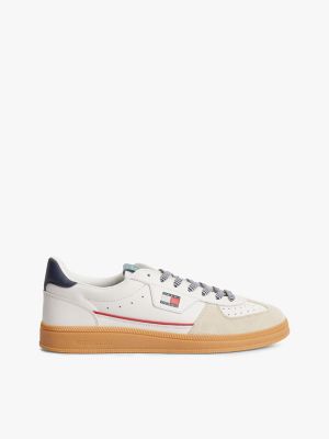 Tommy Jeans Mixed-Texture Skater Sneaker, Ecru