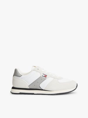 Tommy Jeans Mixed-Texture Runner Sneaker, Ecru