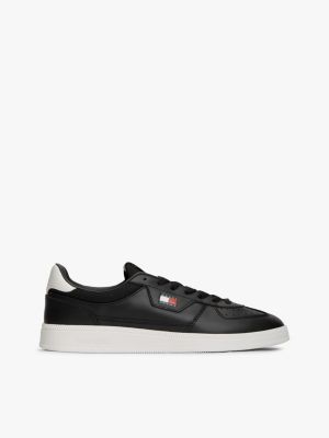 Tommy Jeans Leather Mix Skater Sneaker, Black