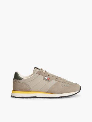 Tommy Jeans Low-Top Runner Sneaker, Taupe Clay / Pewter Green
