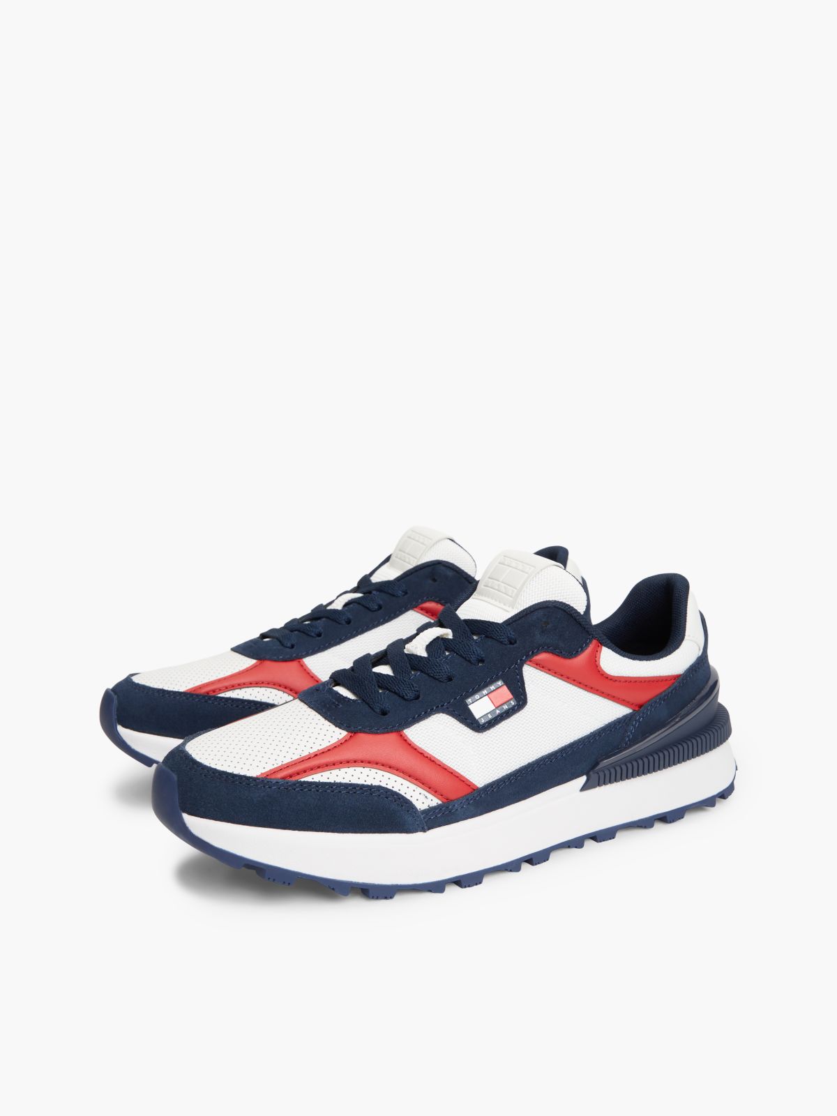 Tommy Jeans Mixed-Media Runner Sneaker — Red White & Blue