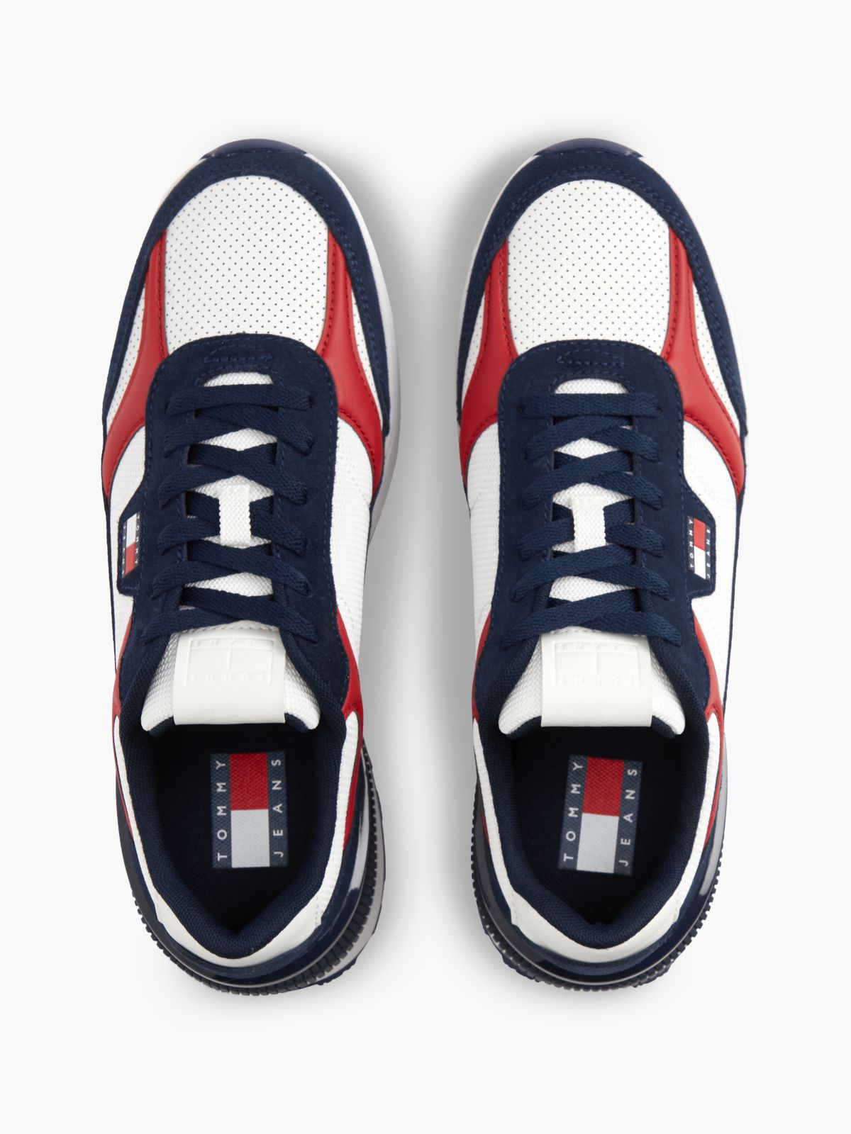 Tommy Jeans Mixed-Media Runner Sneaker — Red White & Blue
