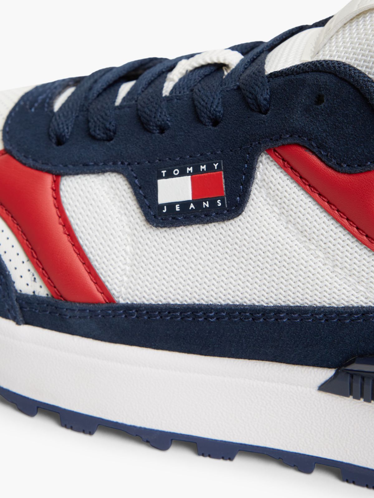 Tommy Jeans Mixed-Media Runner Sneaker — Red White & Blue