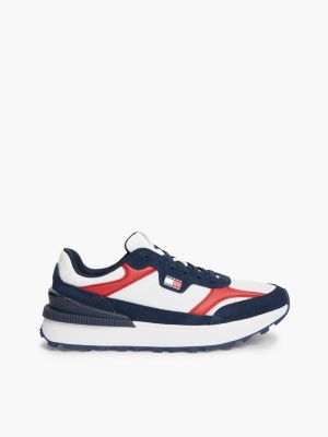 Tommy Jeans Mixed-Media Runner Sneaker, Red White & Blue