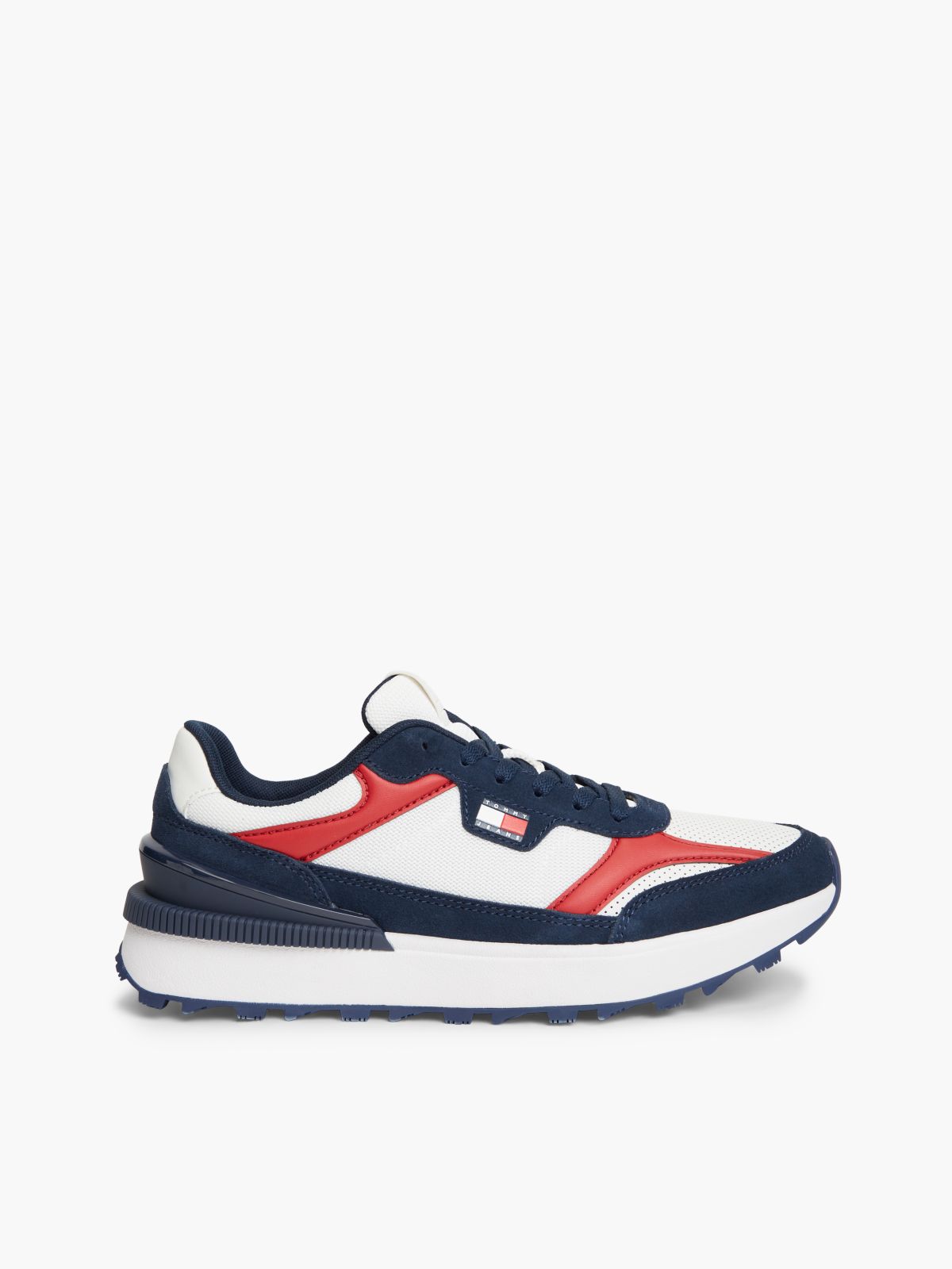 Tommy Jeans Mixed-Media Runner Sneaker — Red White & Blue