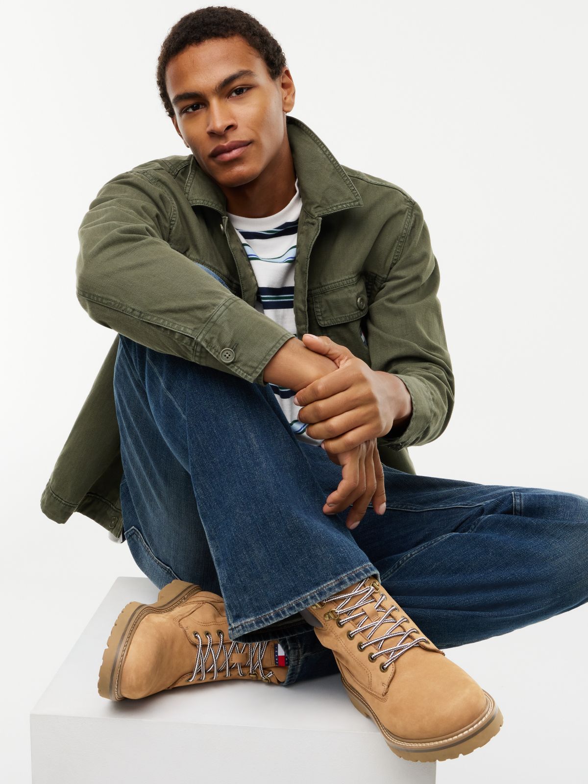 Tommy Jeans Archive Leather Outdoor Boot — Warm Khaki