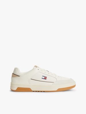 Tommy Jeans Leather Cupsole Sneaker, Ivory