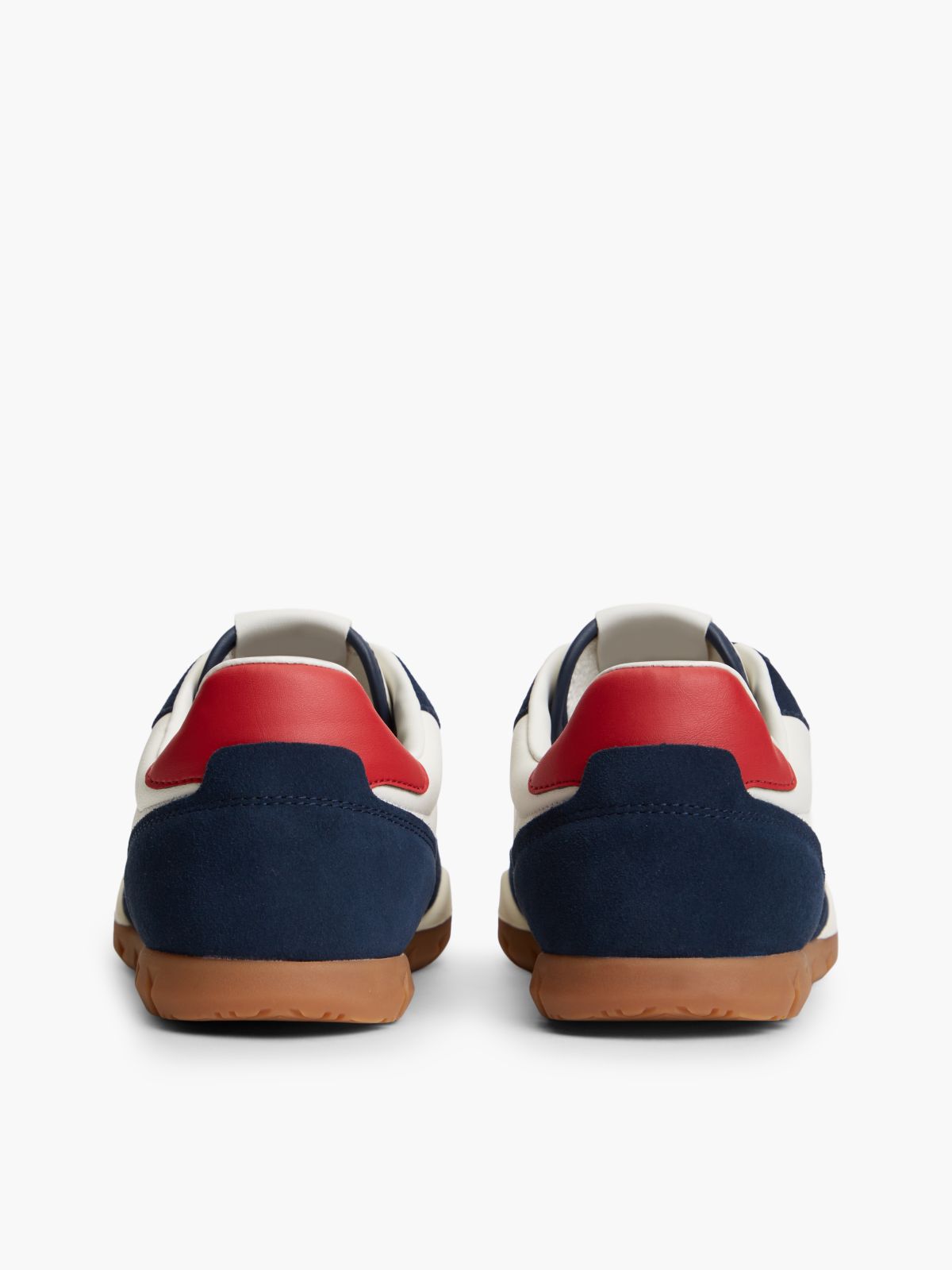 Tommy Jeans Mixed-Leather Sneaker — Dark Blue/Ivory
