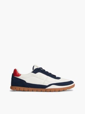 Tommy Jeans Mixed-Leather Sneaker, Dark Blue/Ivory