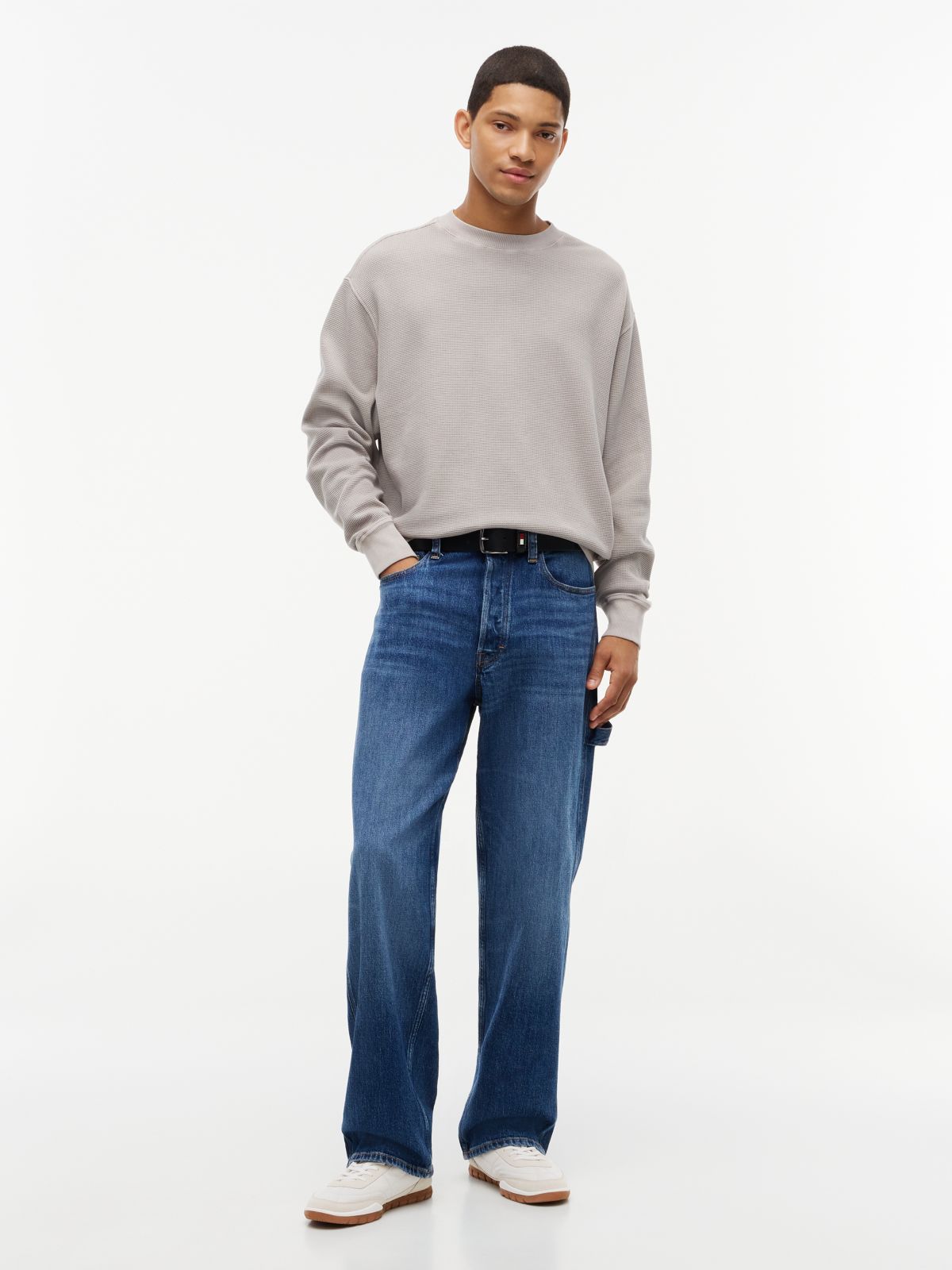 Tommy Jeans Mixed-Leather Sneaker — White