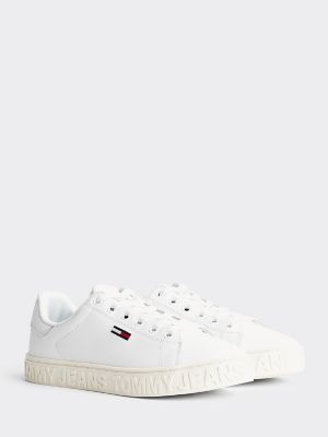 tommy hilfiger women's white leather sneakers