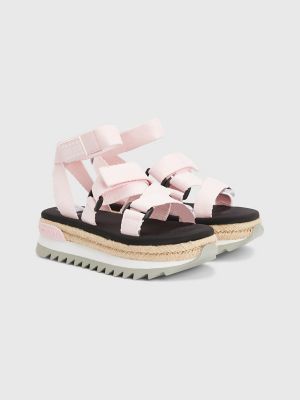 white cleated platform sandals