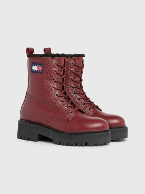TJ Flag Logo Fleece-Lined Leather Boot | Tommy Hilfiger USA