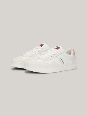 Tommy Jeans Textured Suede Court Sneaker, Ecru
