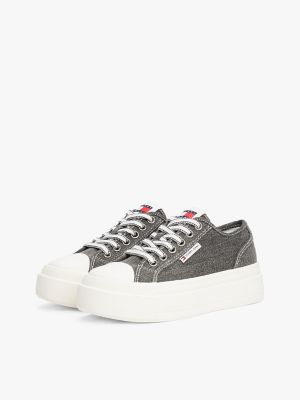Tommy Jeans Denim Platform Sneaker, Black