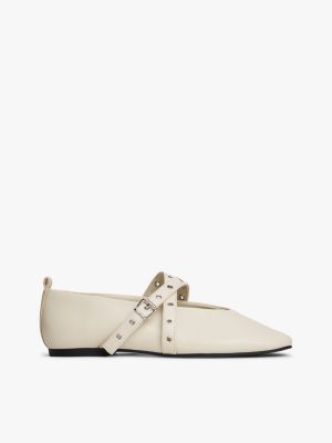 Tommy Jeans Leather Mary Jane Flat, Newsprint