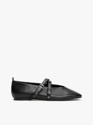 Tommy Jeans Leather Mary Jane Flat, Black
