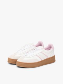 Tommy Jeans Leather Flatform Sneaker — Ecru / Hawaii Orchid 2