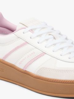 Tommy Jeans Leather Flatform Sneaker — Ecru / Hawaii Orchid 6