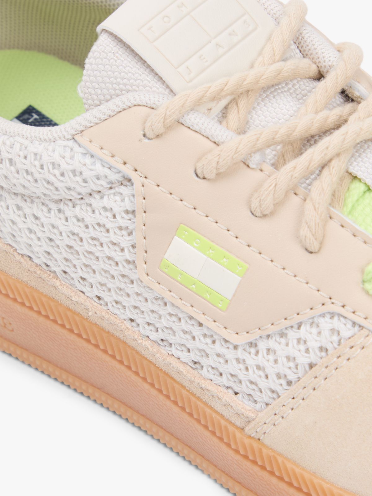 Tommy Jeans Knit Skater Sneaker — White Clay/Lime Essence