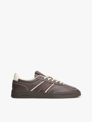 Tommy Jeans Leather Skater Sneaker, Black Walnut