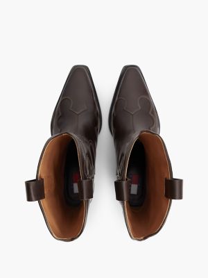 Женские ботинки Tommy Hilfiger Tommy Jeans Leather Cowboy Boot, цвет: Глубокий коричневый — фото 3
