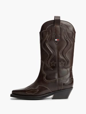 Женские ботинки Tommy Hilfiger Tommy Jeans Leather Cowboy Boot, цвет: Глубокий коричневый — фото 7