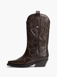 Tommy Jeans Leather Cowboy Boot — Deep Brown 7