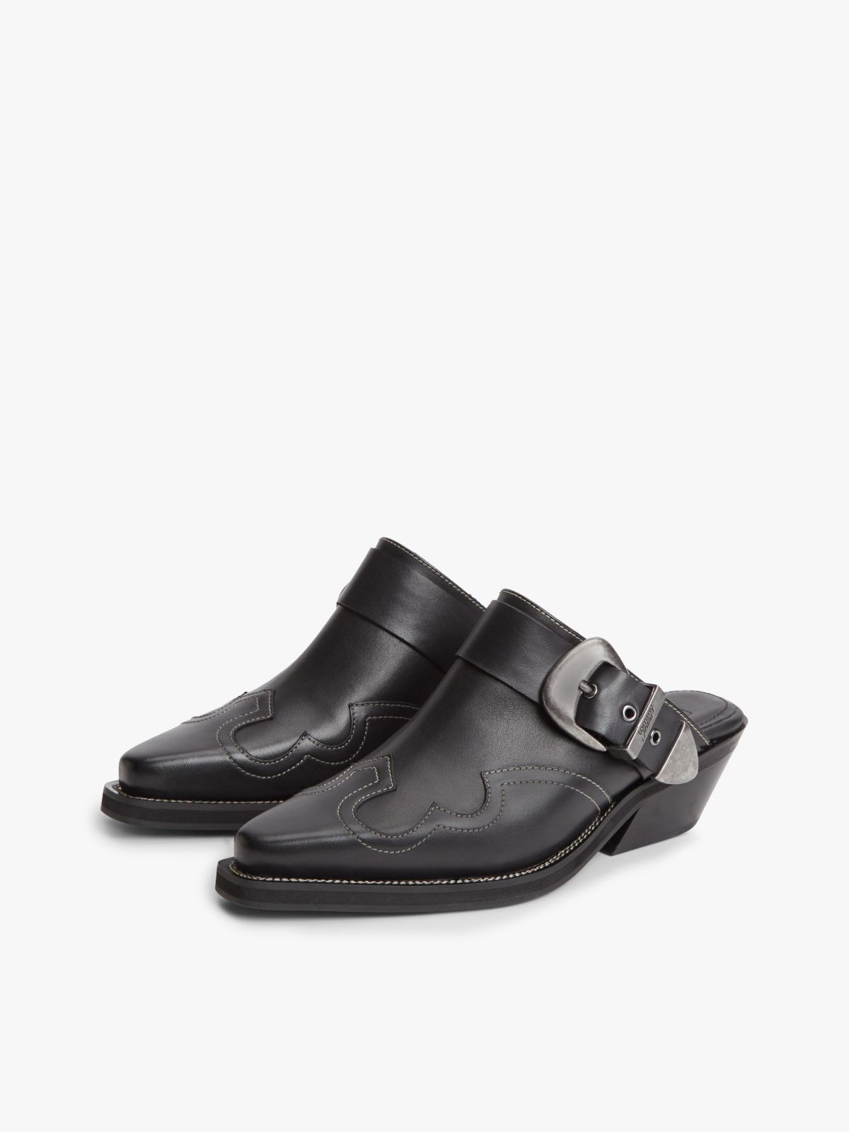 Tommy Jeans Leather Western Mule — Black