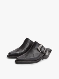 Tommy Jeans Leather Western Mule — Black 2