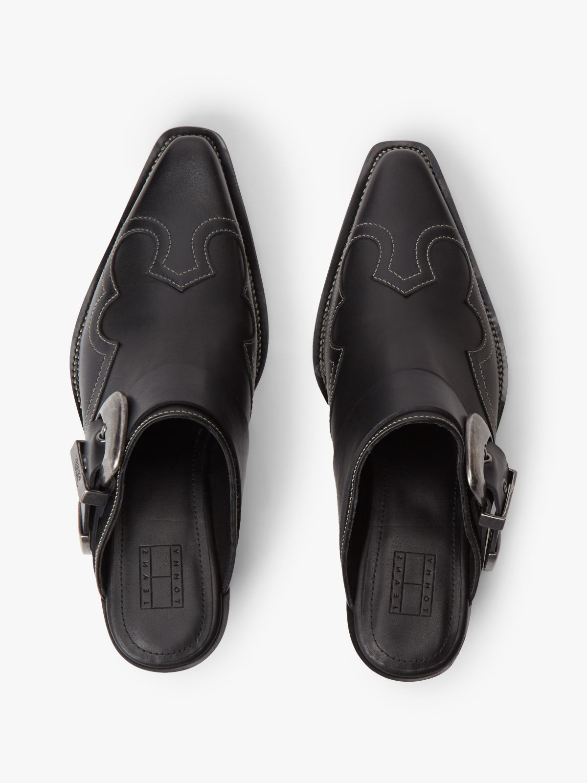 Tommy Jeans Leather Western Mule — Black
