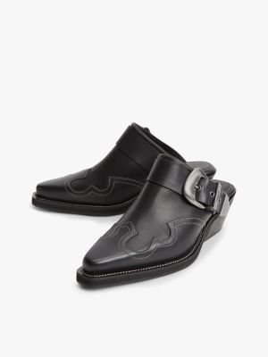 Женские сабо Tommy Hilfiger Tommy Jeans Leather Western Mule, цвет: Чёрный — фото 6