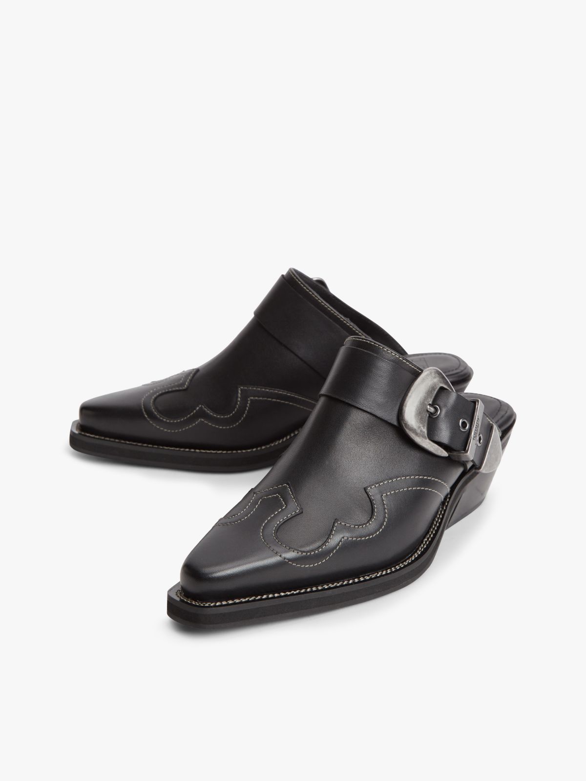 Tommy Jeans Leather Western Mule — Black