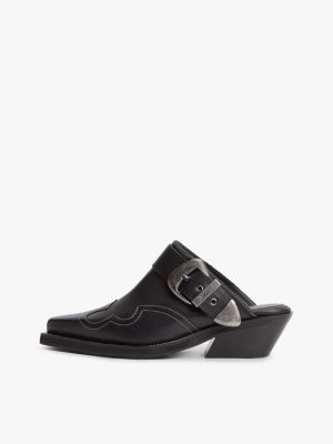 Женские сабо Tommy Hilfiger Tommy Jeans Leather Western Mule, цвет: Чёрный — фото 7