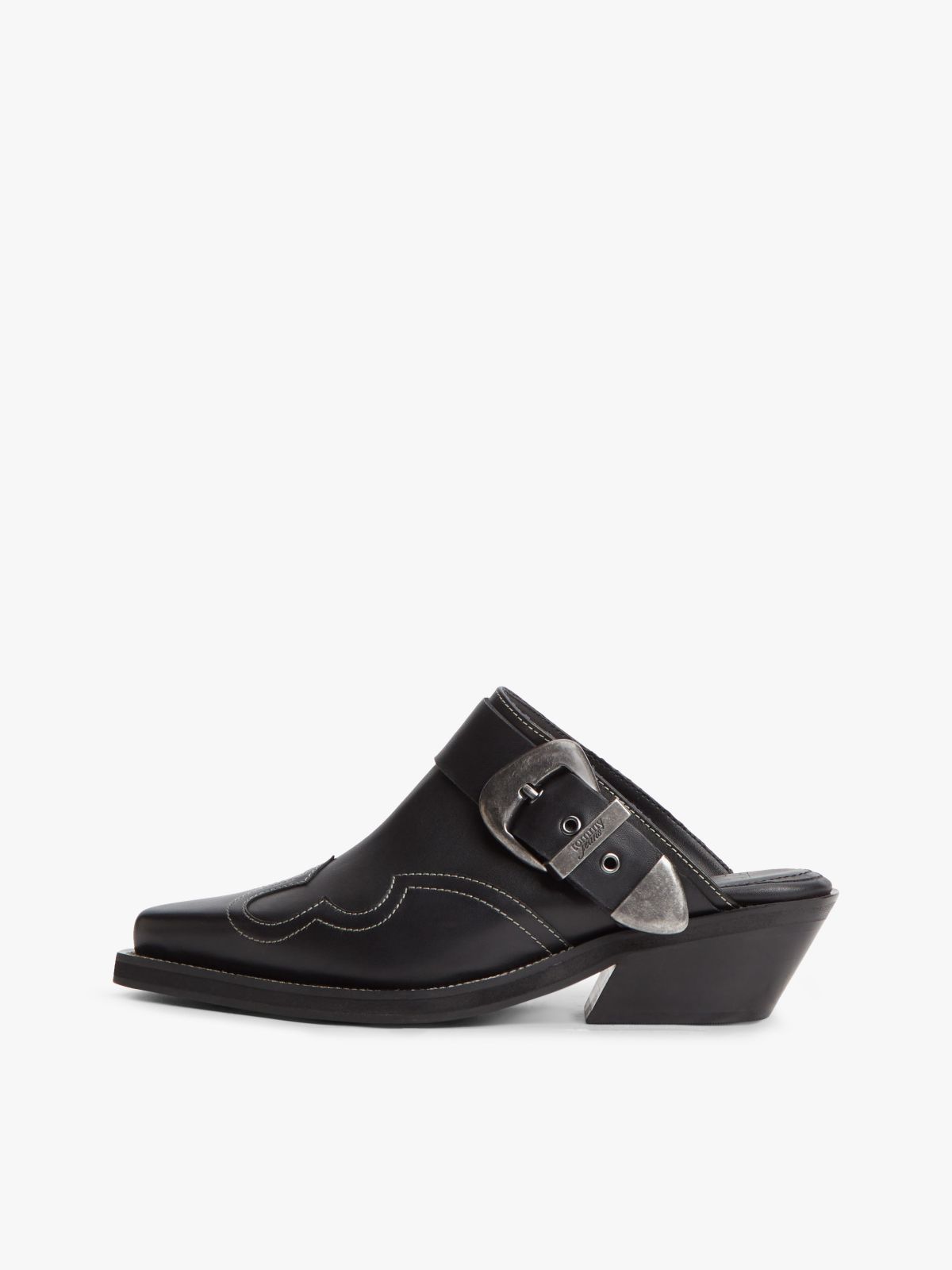 Tommy Jeans Leather Western Mule — Black