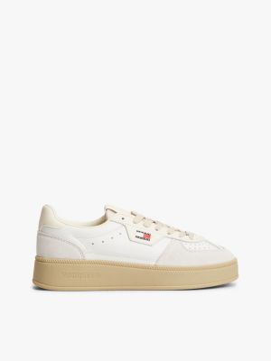 Tommy Jeans Leather Platform Sneaker, Ecru