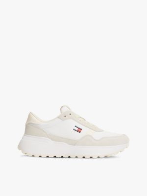 Tommy Jeans Suede Mix Runner Sneaker, Ecru