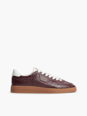 Tommy Jeans Leather Skater Sneaker, Burgundy Velvet