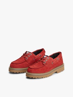 Обувь Tommy Hilfiger Tommy Jeans Archive Suede Boat Shoe, цвет: Красный — фото 2