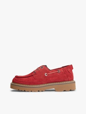 Обувь Tommy Hilfiger Tommy Jeans Archive Suede Boat Shoe, цвет: Красный — фото 7