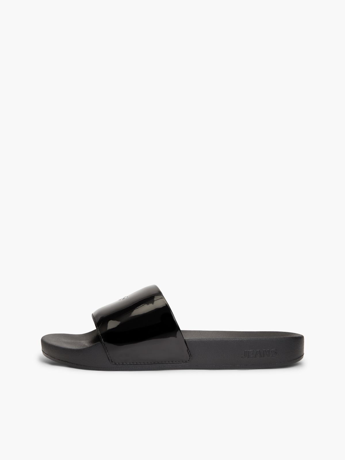 Tommy Jeans Patent Pool Slide — Black