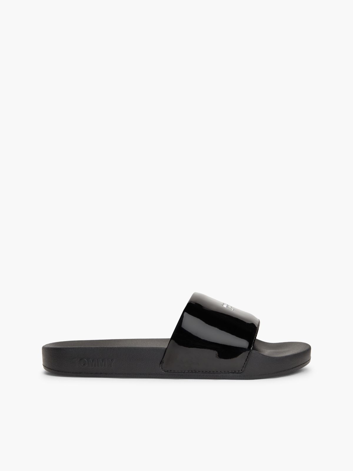 Tommy Jeans Patent Pool Slide — Black