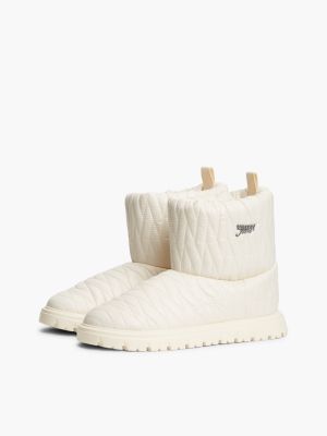 Tommy Hilfiger Women's Tommy Jeans Quilted Snow Boot - Cream - US 6 / EU 36