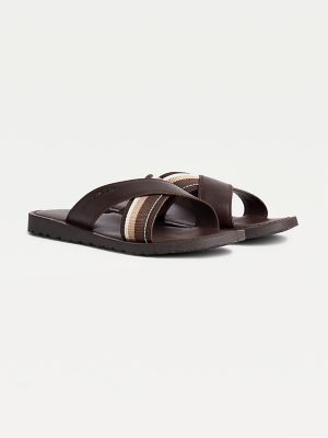 tommy hilfiger flip flops leather