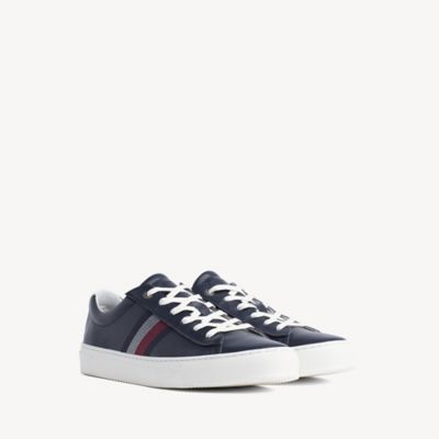 tommy hilfiger essential leather icon logo sneaker in white