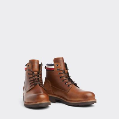 tommy hilfiger brown leather boots