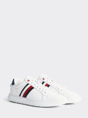 tommy hilfiger icon stripe leather sneaker