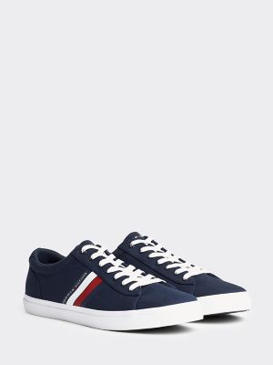 tommy hilfiger icon stripe leather sneaker