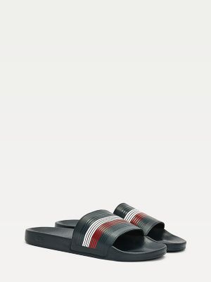 tommy hilfiger slides black and white