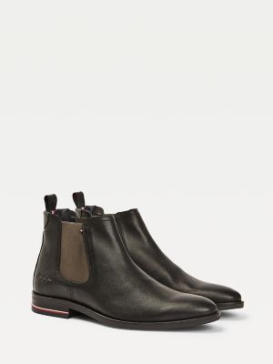 tommy hilfiger black and brown boots